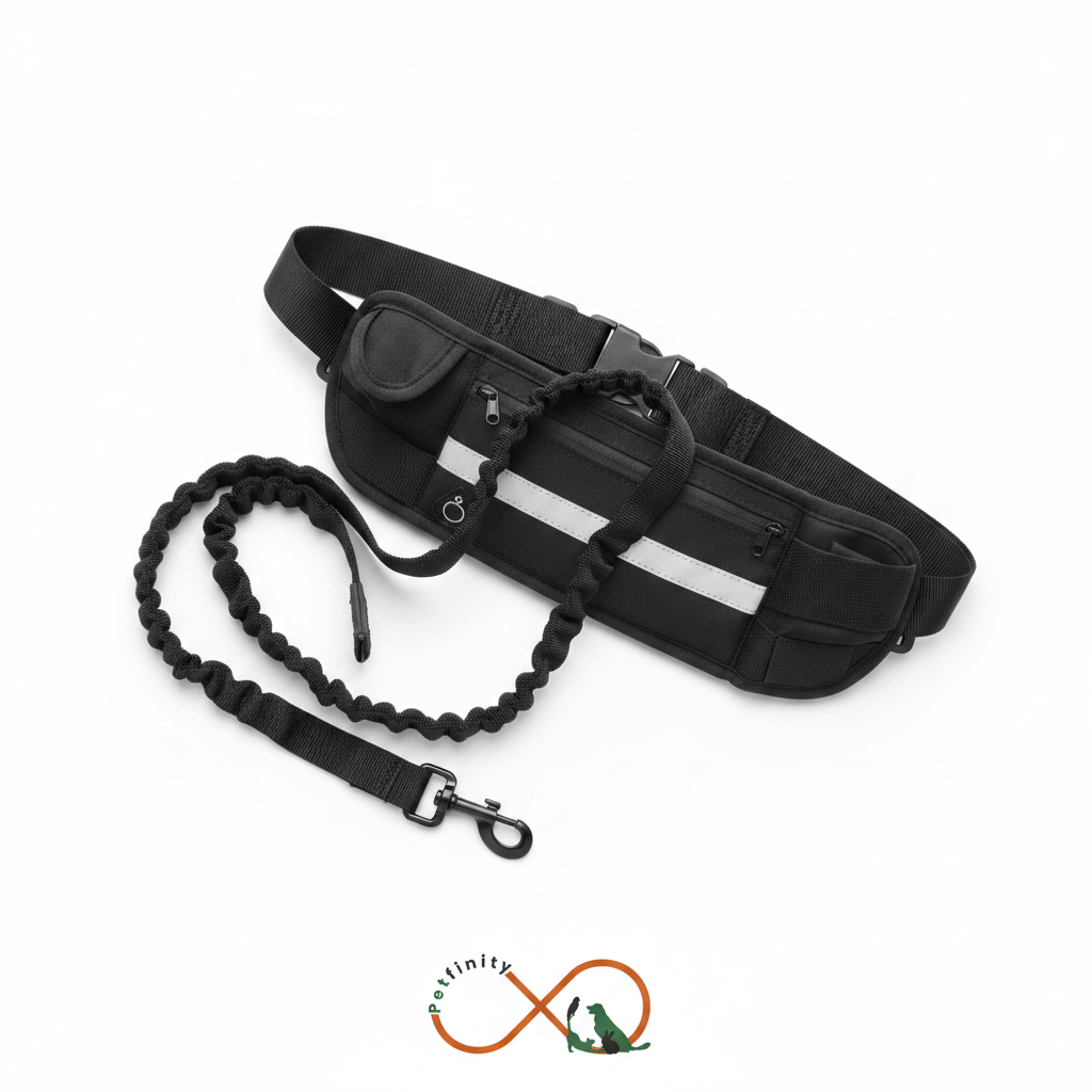 Leash Draped Over Belt — Angled Flat Lay