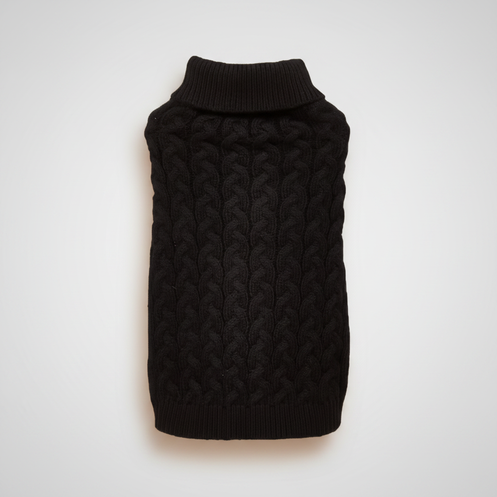 Black Cable-Knit Dog Sweater