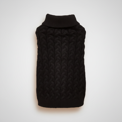 Black Cable-Knit Dog Sweater